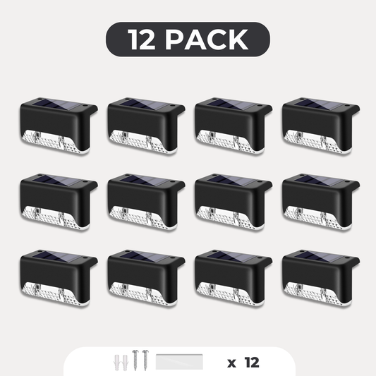 Solar-Zaunleuchten – 12er-Set in Schwarz