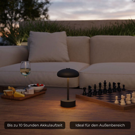 Elario Akku-Tischleuchte, kabellos und dimmbar – warmes Licht auf dem Tisch