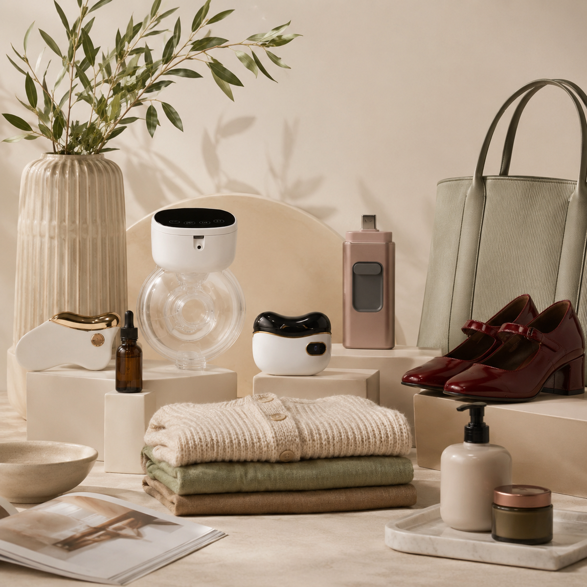 Auswahl verschiedener ODAVIA Produkte für Zuhause, Beauty, Mode und Technik