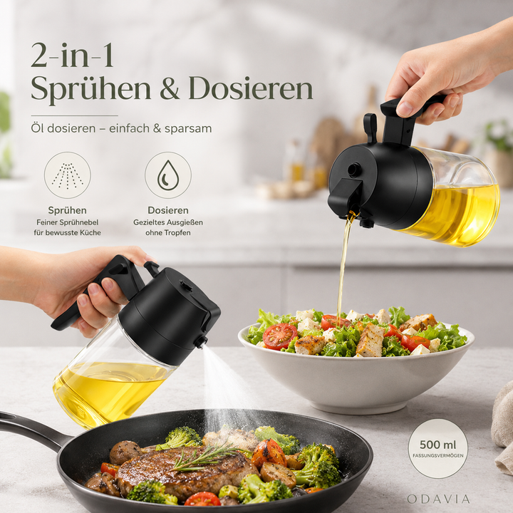 Ölsprüher &amp; Dosierer für die Küche – 500 ml