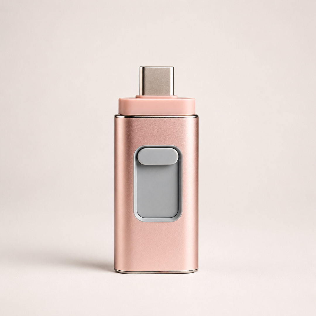 Odavia USB-Speicher in Rosa mit grauem Bedienelement