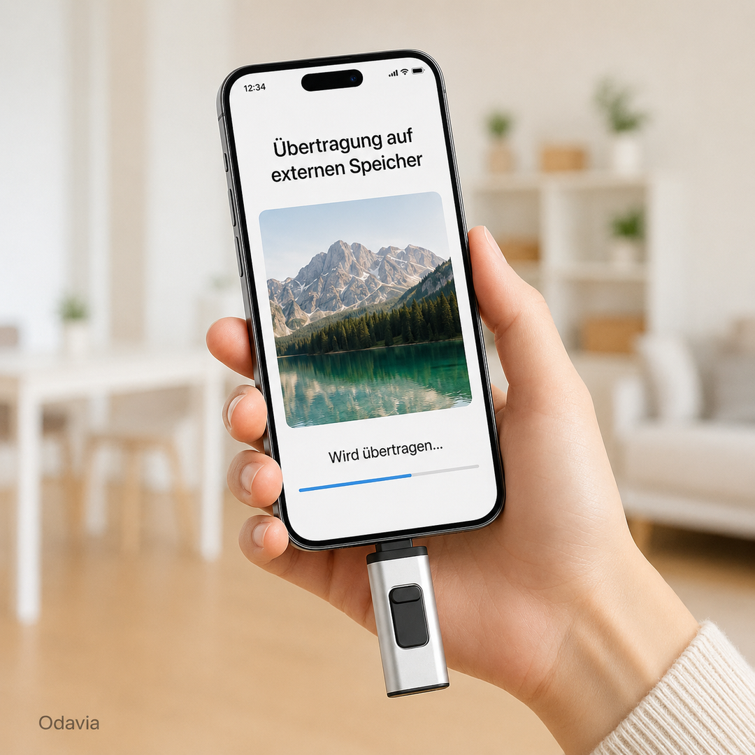 Dateiübertragung vom iPhone 17 auf den Odavia USB-Speicher