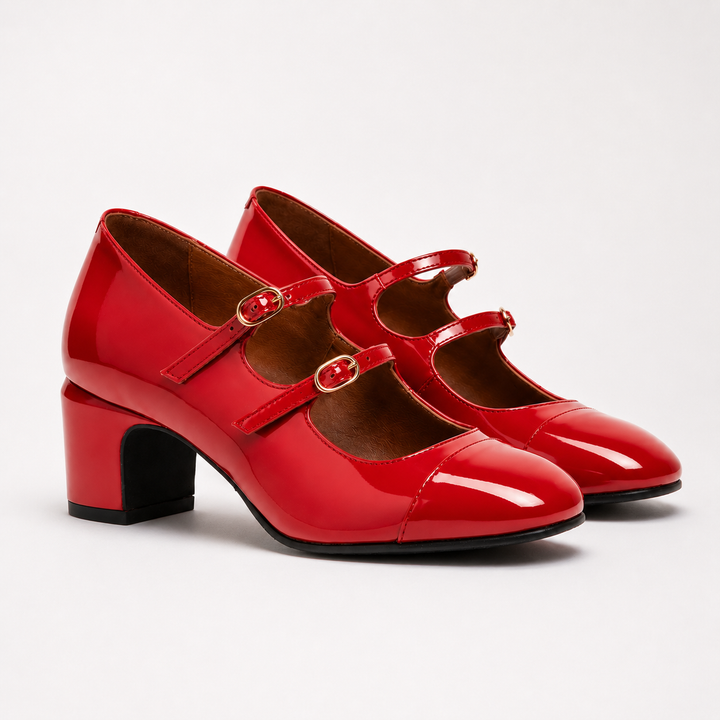 Rote Mary-Jane-Lackschuhe – Paar