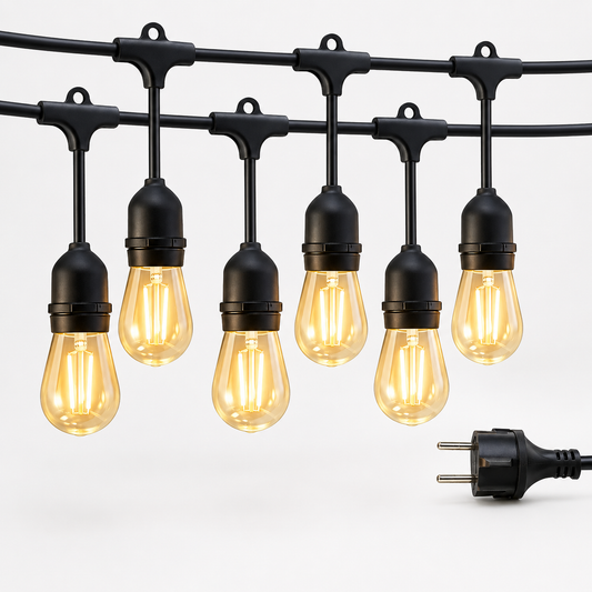 LED-Lichterkette für außen mit 30 Filament-Birnen